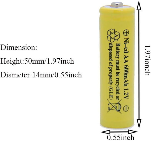 Solar Light Rechargeable Batteries for Garden/Lawn/Lamp 1.2V AA Ni-CD 600mAh 4 Pack (Yellow)