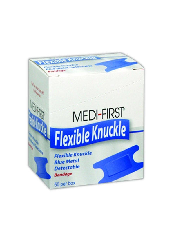 MAGID MP65250 Medi-First Blue Metal Detectable Knuckle Bandages, 1' x 3' (Pack of 50)
