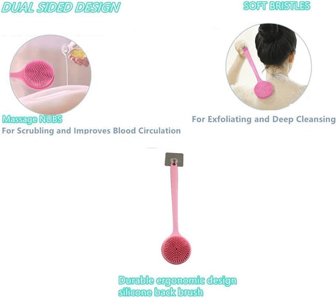 Silicone Body Scrubber, Long Handle Back Scrubber for Shower, Body Brush Shower Scrubber for Exfoliating