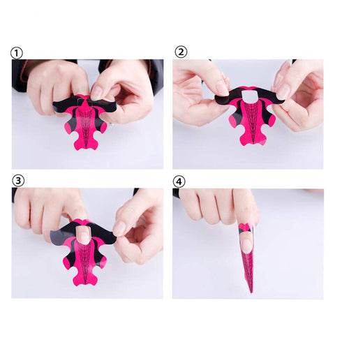 Yigo 100Pcs Self-Adhesive Nail Form Extension Stickers, Gel Nail Tips Guide for Poly Gel/Acrylic Nail Molds