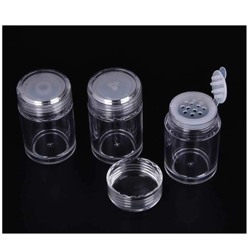 RAYNAG 6 Pieces Mini Empty Loose Powder Bottle, Travel Cosmetic Glitter Shaker with Sifter and Lids