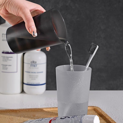 Namzi 4 Cup,2.36 2.36 4.5inch Grey Frosted Mouthwash Cups Pcs,Simple Design Toothbrush * *