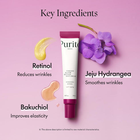 PURITO SEOUL Timeless Bloom Retinol Spot Cream, Korean Jeju Hydrangea for Sensitive Skin, 30ml