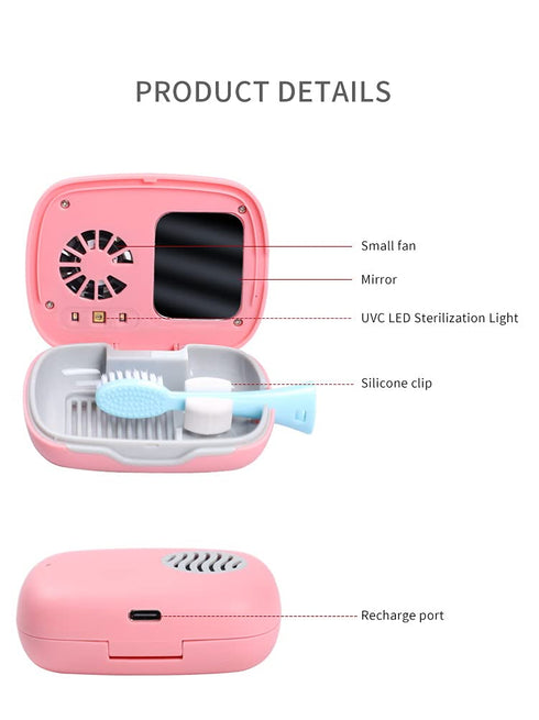Rechargeable Mini UV Toothbrush Sterilizer Cover with Fan and USB Cord, Long Battery Life, Improved Case Ventilation,
