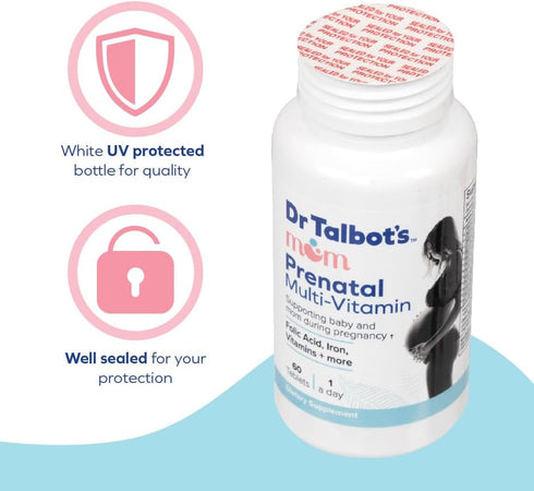 Dr. Talbot's Mom Prenatal Multi-Vitamin Supplement - Folic Acid, Iron, Vitamins, and More - 60 Tablets