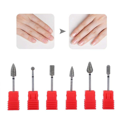 Nail Drill Bits Set, 6 pcs Nail Grinding Sanding Bit Set for Electric Drill Manicure Machine