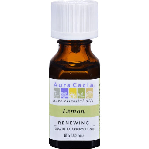 Aura Cacia 100% Pure Lemon Essential Oil, 15 ml, GC/MS Tested for Purity