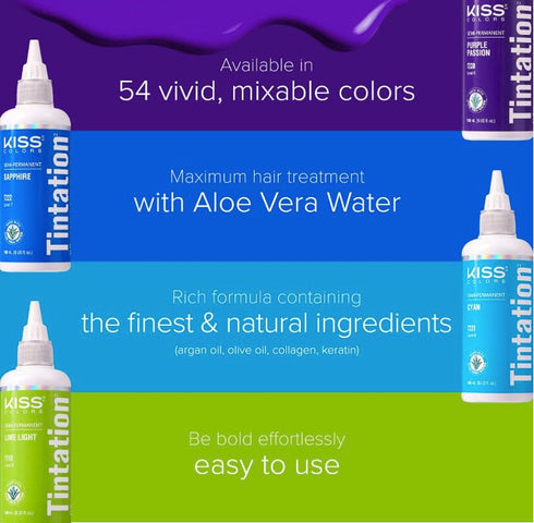 Red by Kiss Tintation Semi-Permanent Hair Color with Aloe Vera, Argan Oil, Olive Oil, Collagen & Keratin (Hunter Green,