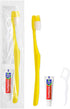30pcs Disposable Toothbrushes with Toothpaste and Floss, Yellow Bulk Kit for Homeless, Airbnb, Hotel, and Guest Use