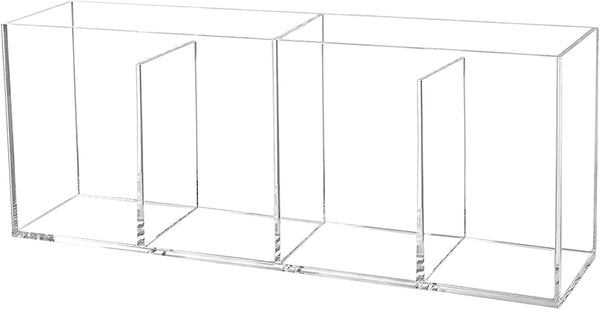 Cerpourt Clear Makeup Brush Organizer, Acrylic Storage Holder with 4 Slots for Desk Accessories