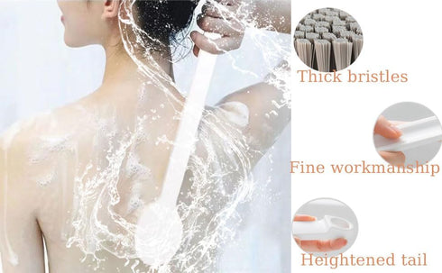 Body Brush with Soft and Stiff Bristles, Shower Bath Brush Long Handle Gentle Back Skin Scrubber Exfoliate Massage