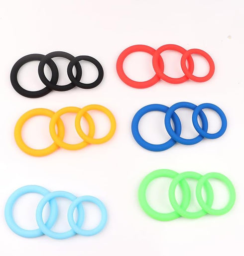 JESHVA Set 3 1.26-1.6 inch Silicone Penis Ring for Men, including Sizes (Black)
