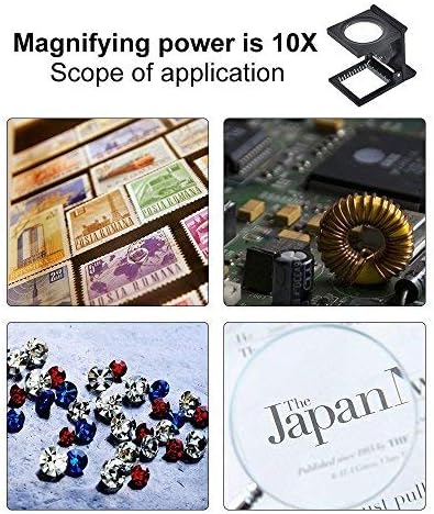 10 x 28mm Mini Three-Folding Magnifier, Portable Zinc Alloy with Scale for Textile Optical Jewelry Tool