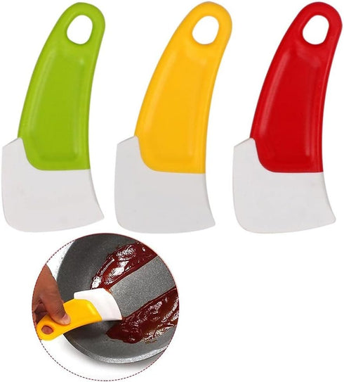 3 Pcs Heat Resistant Silicone Pan Cleaning Scraper, Greasy Cleaning Tools for Household Pots and Dishes in Kitchen
