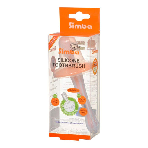 Simba Soft Bristle Silicone Baby Toothbrush - Milk Residue/Fur Scrubber (Orange)