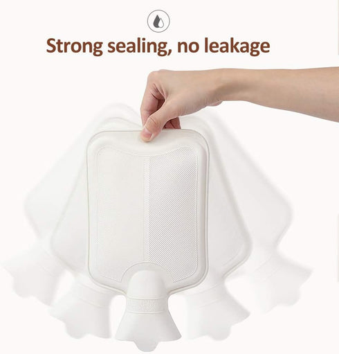 SKUZA Hot Water Bottle, Winter Rabbit Hot Water Bottle Cover Explosion-Proof Plush Fabrics Warm Water Bag Removable
