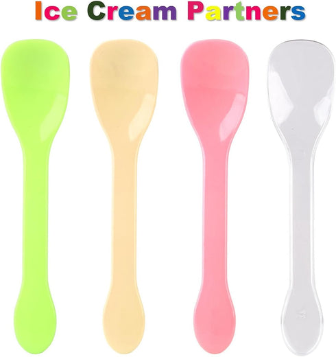 400pcs Multi-Color 4" Plastic Mini Dessert Taster Spoons, Disposable Ice Cream Spoons for Food Trucks, Parties, Events