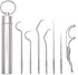 Dental Pick Portable Stainless Steel Tooth Pick Set, 7PCS Reusable Teeth Cleaning Tools with Holder