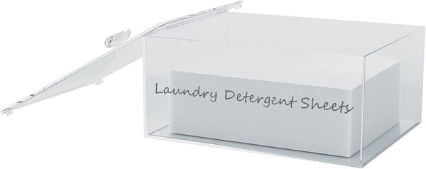 Acrylic Laundry Detergent Sheets Dispenser with Lid, Storage Box for Laundry
