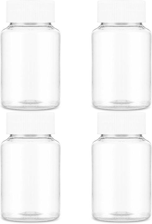 4Pcs Clear Pill Bottle 100ml by WLLHYF, Empty Plastic Medicine Bottles with Caps