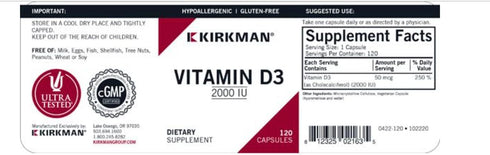 Vitamin D-3 2000 IU Capsules - Hypo - 120 Count