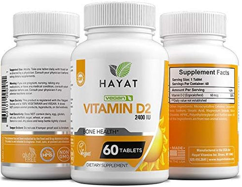 Vitamins Vegan Natural Vitamin D 2400 IU, D2, Certified Halal (Pack of 3)