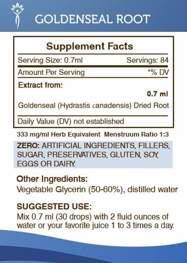 Secrets of the Tribe Goldenseal Root Alcohol-Free Liquid Extract - Goldenseal Dried Root Tincture Supplement (2 FL OZ)