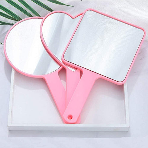 TBWHL Heart-Shaped Travel Handheld Mirror, Portable Personal Cosmetic Hand Mirror for Shaving, Pink