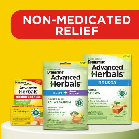 Dramamine Non-Drowsy Naturals Motion Sickness Relief, 18 Count, 4 Pack