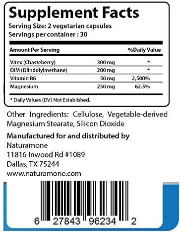 Naturamone 60 Estrogen Balance with Vitex & DIM for Women by - for PMS Relief, Hormonal Acne, Estrogen Imbalance