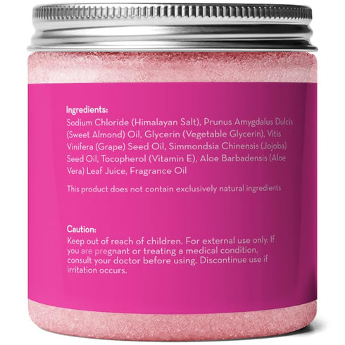 Pure Body Naturals Himalayan Salt Scrub, 12 ounces - Natural Exfoliator with Sweet Almond Oil, Jojoba Oil, Vitamin E