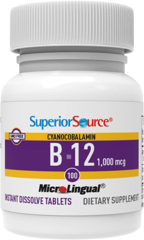 Superior Source No Shot Vitamin B12 1000 mcg, Quick Dissolve MicroLingual Tablets, 100 Count