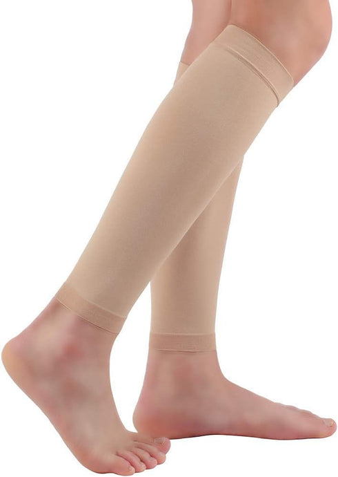 Halsy Women's Footless Compression Socks, 2 Pairs, Medical Calf Sleeve for Swelling, Varicose Veins, Edema