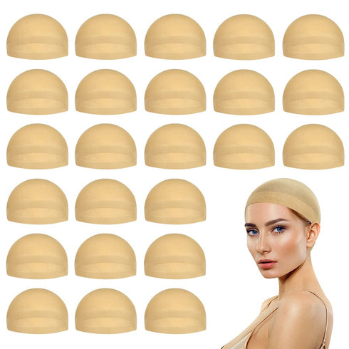 Stocking Wig Cap for Women, Stretchy Nylon Hair Cap for Wig, Beige, 24 PCS