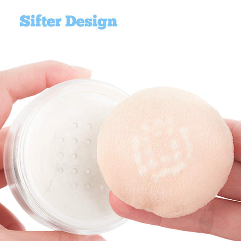Kalevel Empty Makeup Powder Container, 50ml with Puff, Plastic Cosmetic Jars, Refillable Bottle with Sifter