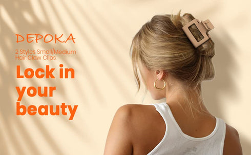 Matte Hair Clips for Women and Girls - Rectangle and Double Row Small Claw Clips in Beige, Khaki, Brown, Black