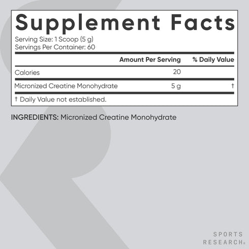 Sports Research Creatine Monohydrate - Gain Lean Muscle, Improve Performance and Strength, Support Workout Recovery - 5