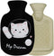 RARITYUS Cute Cat Rubber Hot Water Bottle with Plush Fleece Cover, Hand Feet