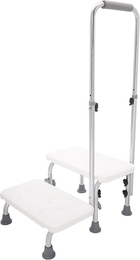 RENFANSHOP Heavy-Duty 2-Step Stool with Handle for Elderly - Non-Slip Bedside Steps with
