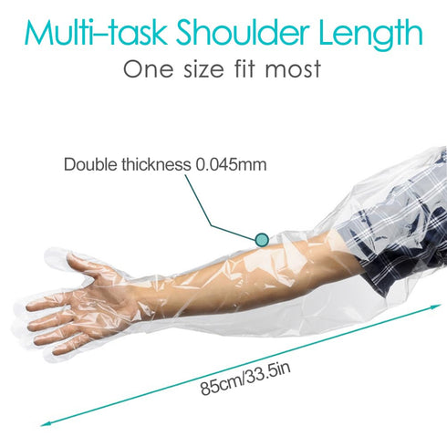 50 Pack Waterproof Arm Cast Cover for Showering, Long Arm Cast Protector Gloves for Wound Care, Disposable
