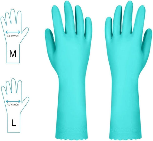 Elgood Reusable Kitchen Gloves - 2 Pairs, Purple & Blue, Medium, Latex-Free with Cotton Lining for Dishwashing