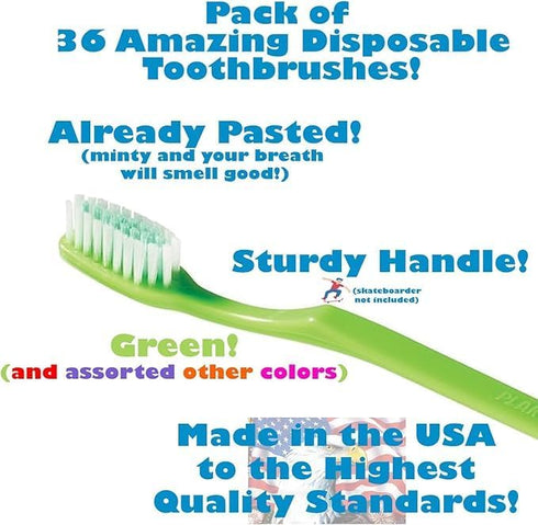 Plak Smacker (36 Mintburst Prepasted Individually Wrapped Toothbrush Toothbrushes)