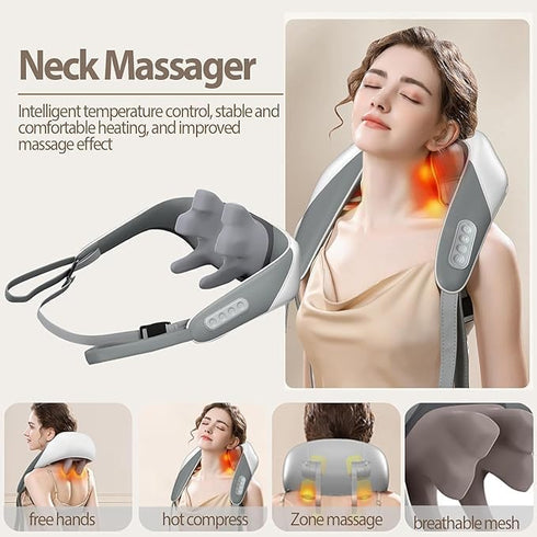 Neck and Back Massager with Heat, Deep Kneading Shoulder Massage, Electric Wrap-Around Design