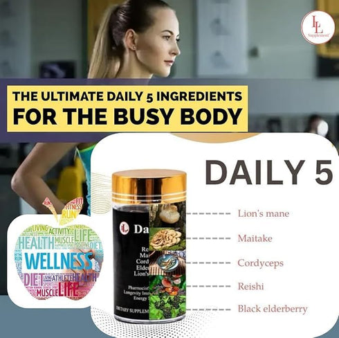 Daily 5 with All Purposes Antioxidants Dietary Supplement | The Pharmacist's Formulation Mushroom Complex