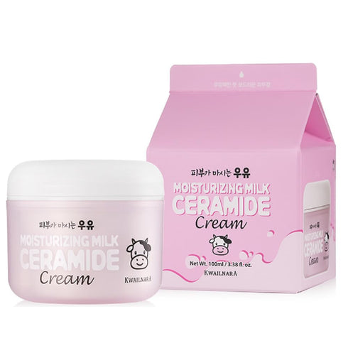 WELCOS Kwailnara Moisturizing Ceramide Milk Cream | Long Lasting Hydrating, Soothing, Nourishing w/Milk Protein Extract, Royal Jelly, Ceramide | Korean Skin Care | 100ml / 3.38 Fl. oz