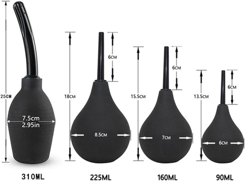 misppro Bulb 310ml Vaginal Rubber Douche Deep Shower Douche Cleansing for Intimate and Anal Hygiene, Capacity, Black
