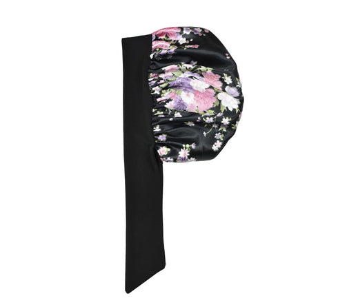 Satin Bonnet for Sleeping Women, Large Silk Bonnet with Tie Band, Men’s Silk Sleeping Night Cap