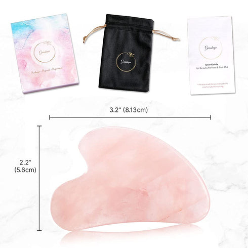 Natural Rose Quartz Gua Sha Facial Tools for Face Sculpting, Shaping, Reduce Puffiness, Massage Stone for Eyes and Body
