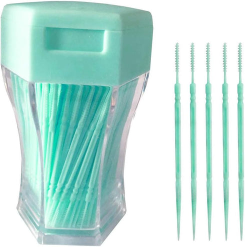 EXCEART 200pcs Double-head Toothpicks, Soft Plastic Oral Care Interdental Floss Cleaners for Braces & Hygiene