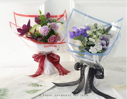 JOSON 20 Sheets Colored Border Transparent Waterproof Wrapping Paper, DIY Handicrafts, Gift Packaging 22.8"